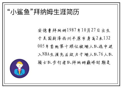 “小鲨鱼”拜纳姆生涯简历